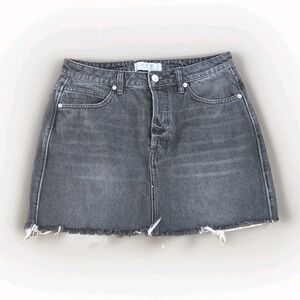 We The Free Rugged A-Line Black Denim Mini Skirt Size 29 Grunge Blockcore